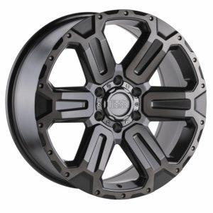17X8.5 6X139.7/12 BLACK RHINO WANAKA MATTE GUNMETAL W/BRUSHE