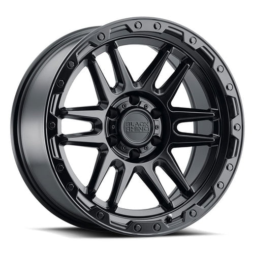 17X8.5 6X114.3/00 BLACK RHINO APACHE MATTE BLACK/BLACK BOLTS
